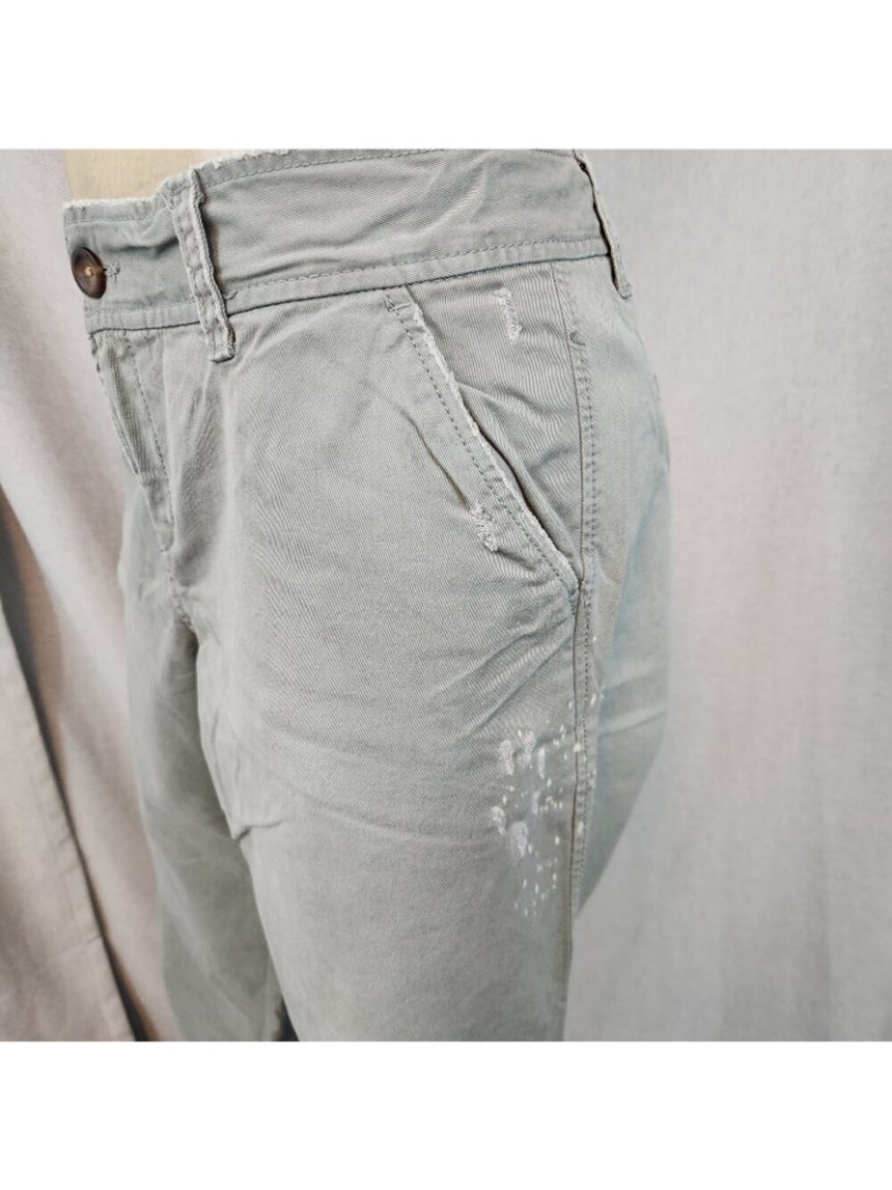 Old Navy Olive Green Distressed Straight Leg Pants Slacks Siz 14 LARGE 36 Wx31 I - Picture 10 of 11
